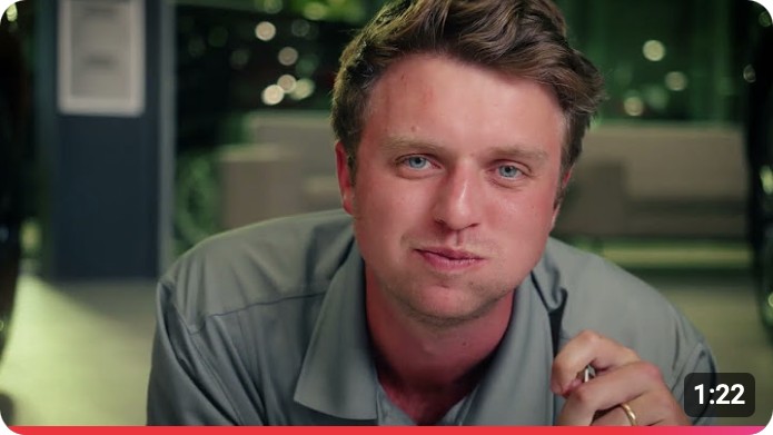 A still from the Cleantech campaign film, Why Our CEO Eats Off the Floors We Clean.